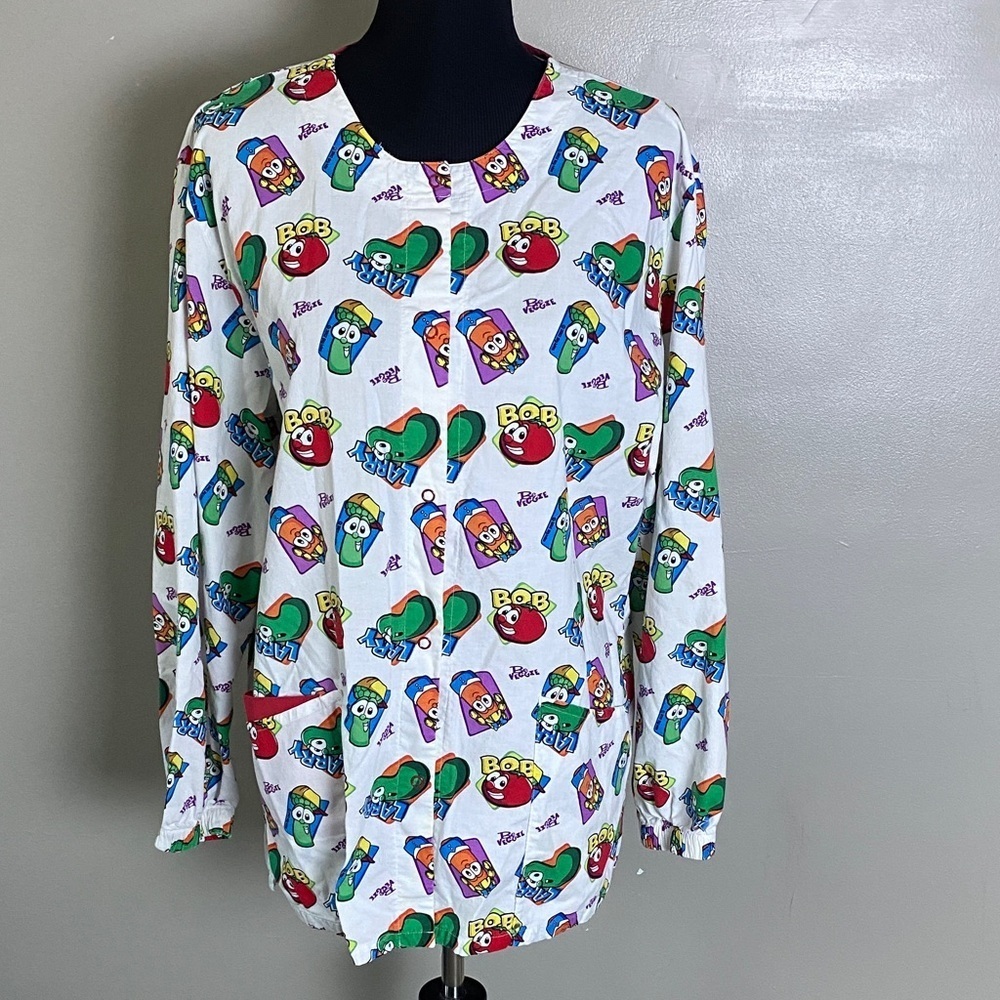Vintage Veggie Tales Scrubs Long Sleeve Snap Front Top by Dickies 2002